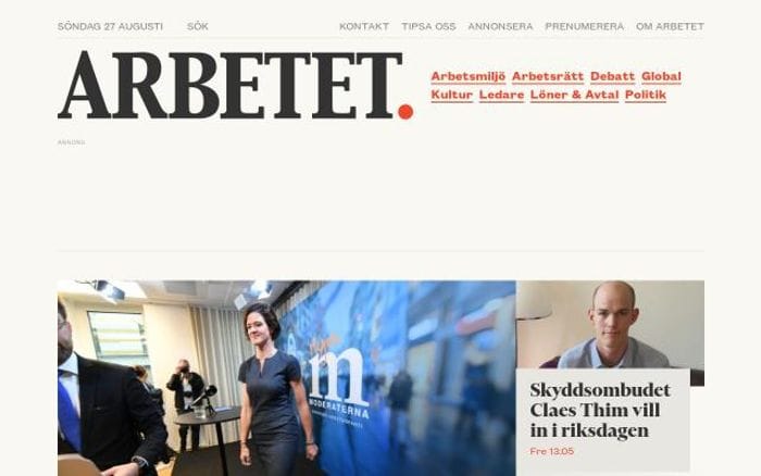 Arbetet website preview