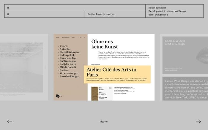 Roger Burkhard ~ Development + Interaction Design website preview