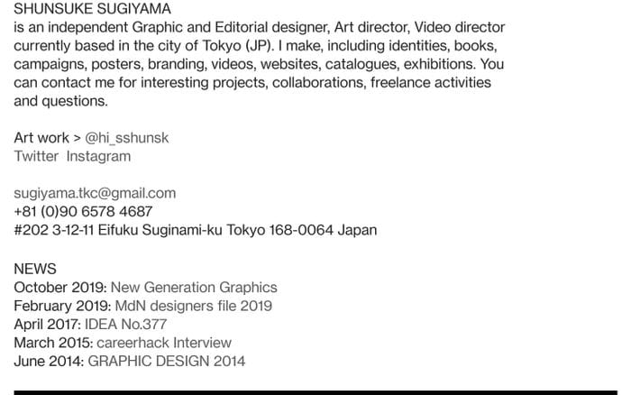 Shunsuke Sugiyama website preview