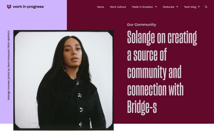 Dropbox Blog website preview