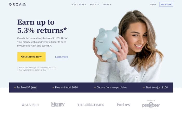 Diversified peer to peer investing in one easy ISA - Orca website preview