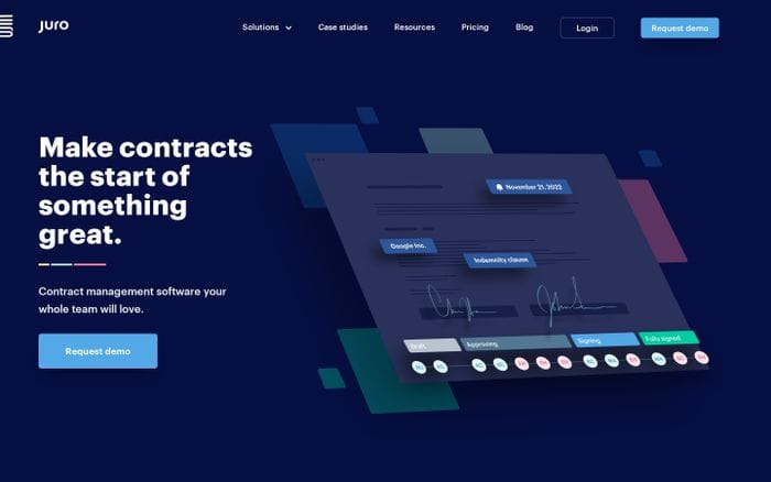 Juro | Faster, smarter, more human contracts website preview
