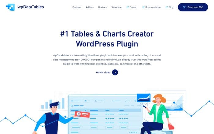 Tables and Charts Creator - WordPress Table Plugin - wpDataTables - Tables and Charts WordPress Plugin website preview