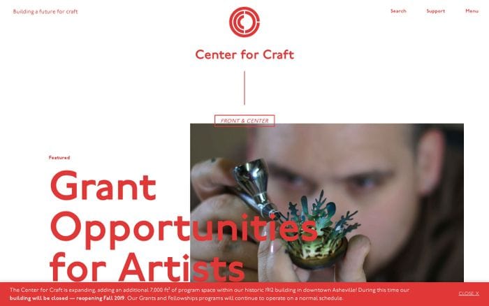 Center for Craft: Building a Future for Craft website preview