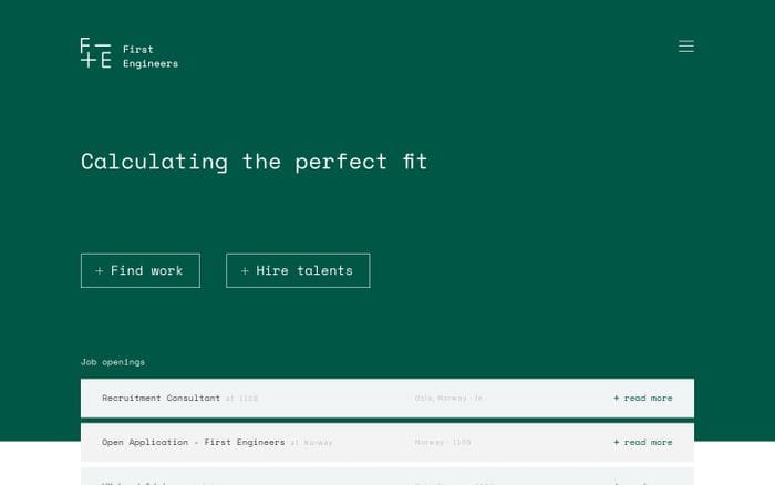 First Engineers - technology recruitment company website preview