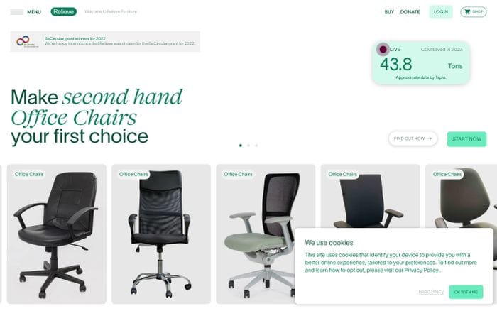 Relieve Furniture website preview