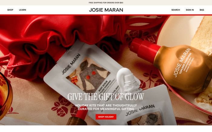 Josie Maran website preview