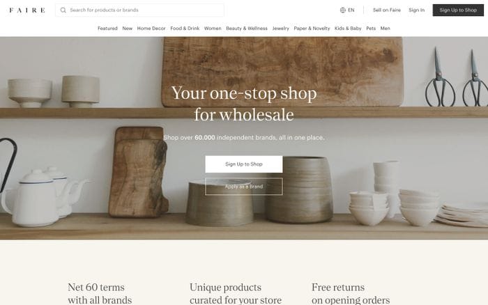 Faire website preview