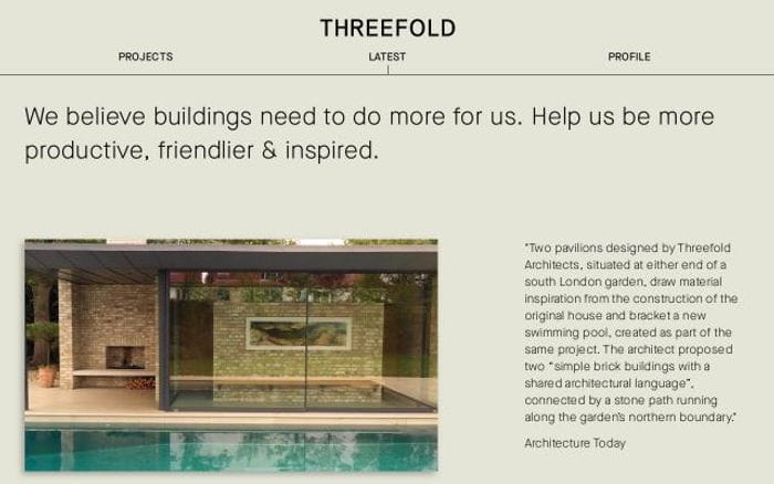 Threefoldarchitects website preview
