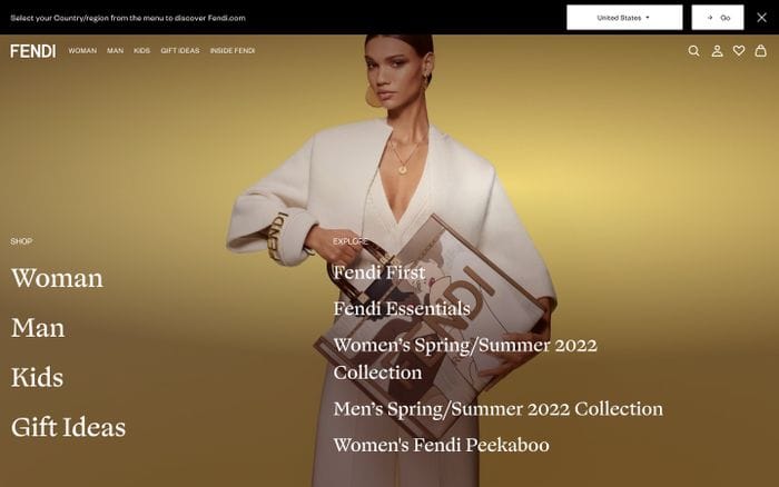 Fendi website preview