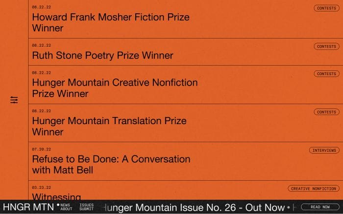 Hunger Mountain Review website preview