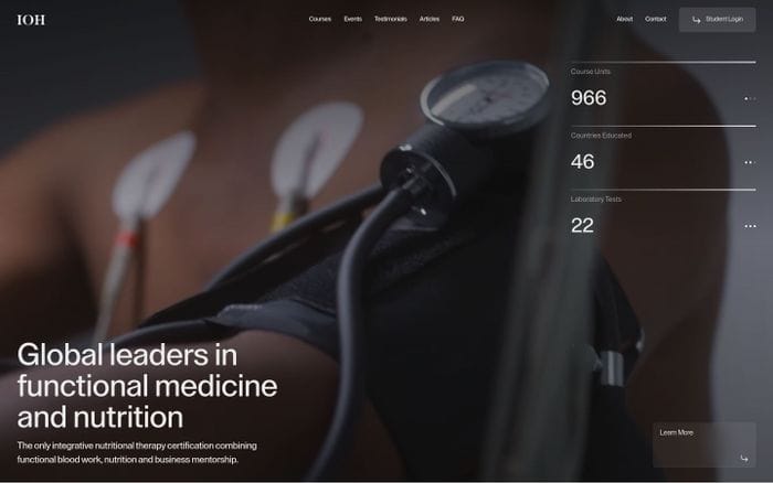 Institute of Health website preview