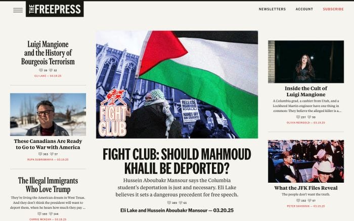 The Free Press website preview