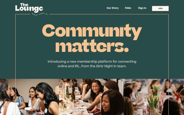 The Lounge by Girls' Night In website preview