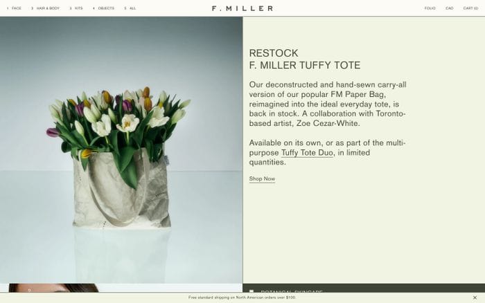 F. MILLER website preview