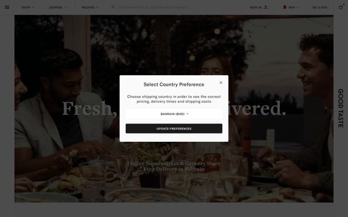 Good Taste - Grocery Delivery in Bahrain website preview
