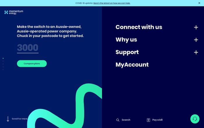 Electricity & Gas Providers | Momentum Energy website preview