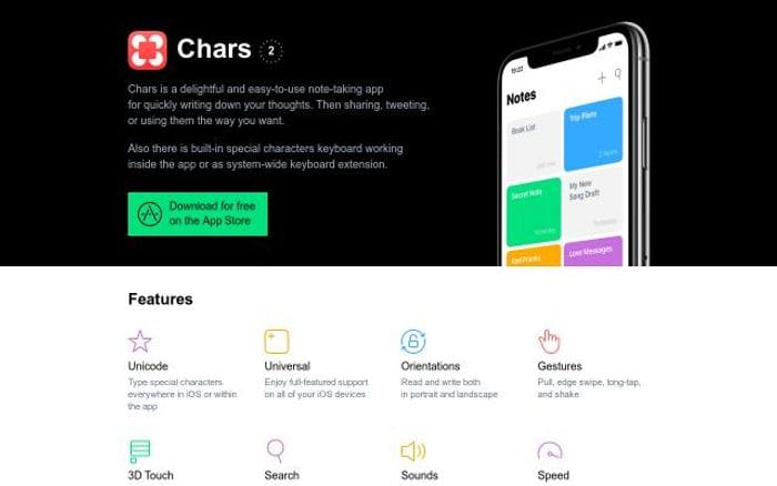 Chars website preview