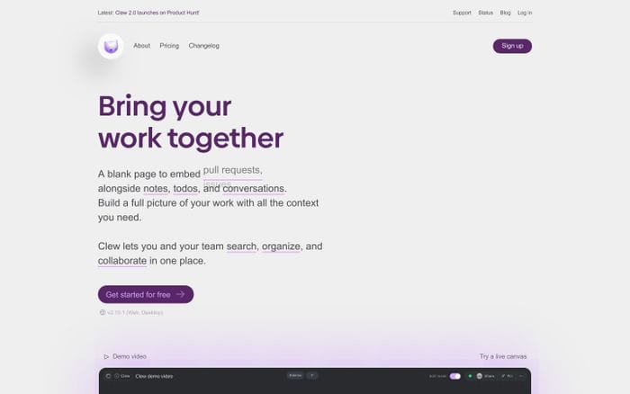 Clew website preview