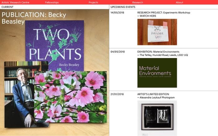 Artists’ Research Centre (ARC) website preview