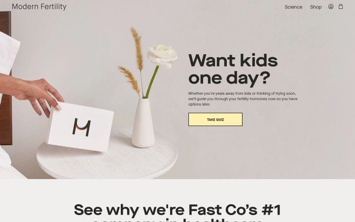 Modern Fertility website preview