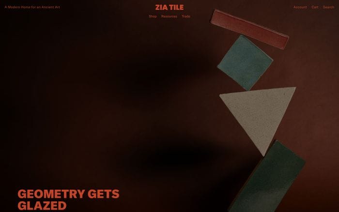 Zia Tile website preview