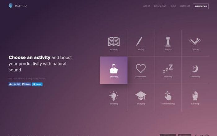 Calmind website preview