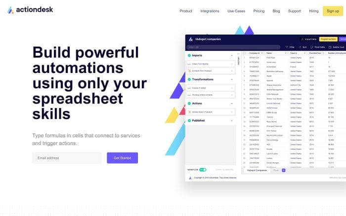 Actiondesk | Workflow automation software website preview
