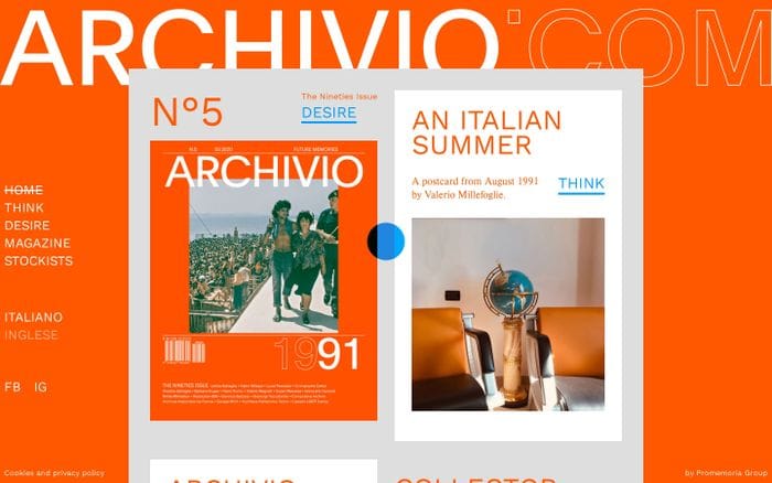 Archivio website preview