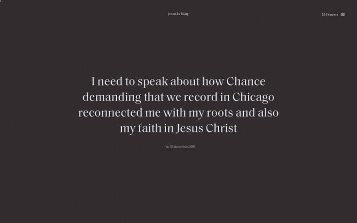 Jesus Is King website preview