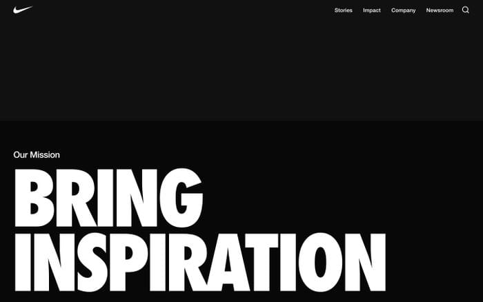 Nike corporate website preview