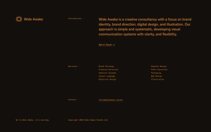 Wide Awake website preview