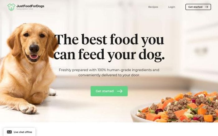 Justfoodfordogs website preview