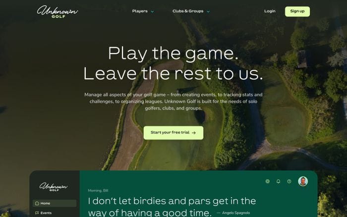 Unknown Golf website preview