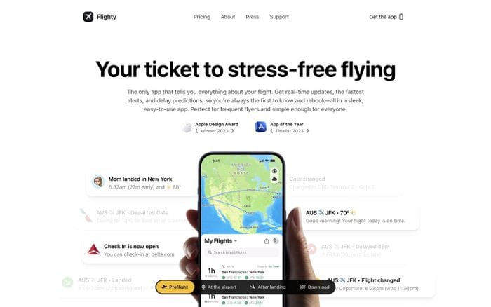 Flighty website preview