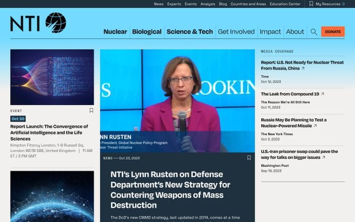 The Nuclear Threat Initiative website preview