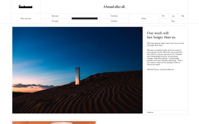 Futura - a brand after all website preview