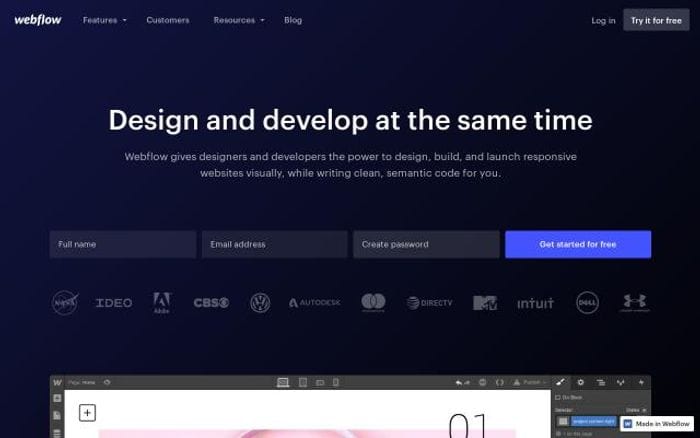 Webflow website preview