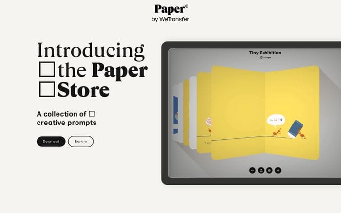 Paper by WeTransfer website preview