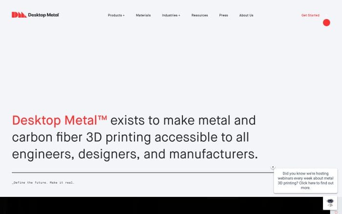 Desktop Metal website preview