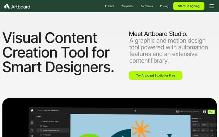 Artboard Studio website preview