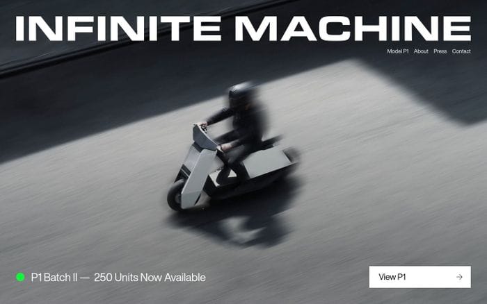 Infinite Machine website preview
