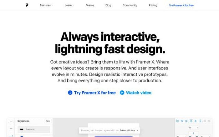 Framer website preview