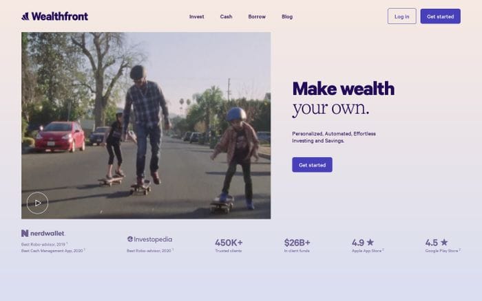 Wealthfront website preview