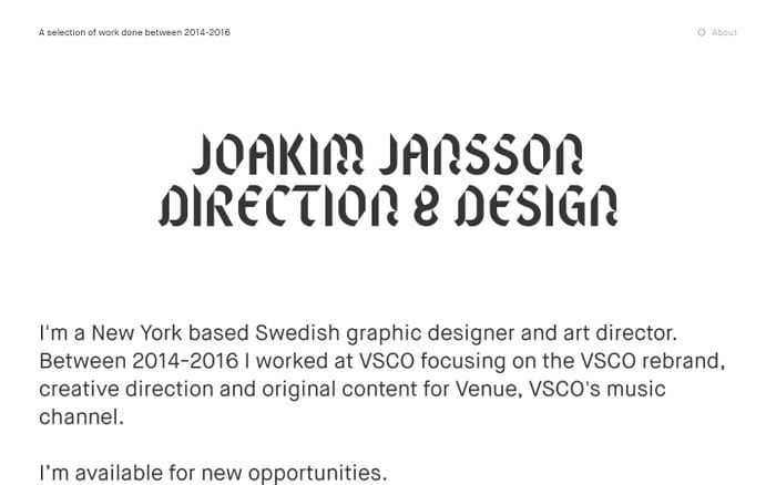 Joakim Jansson website preview