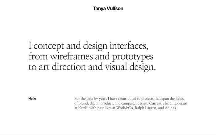 Tanya Vulfson website preview