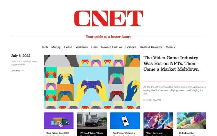 CNET website preview