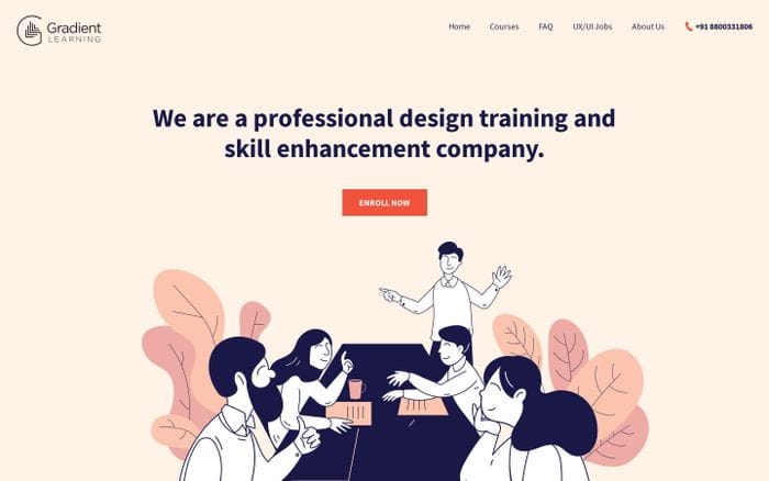 Gradient Learning-UI/UX design training and skill enhancement academy website preview