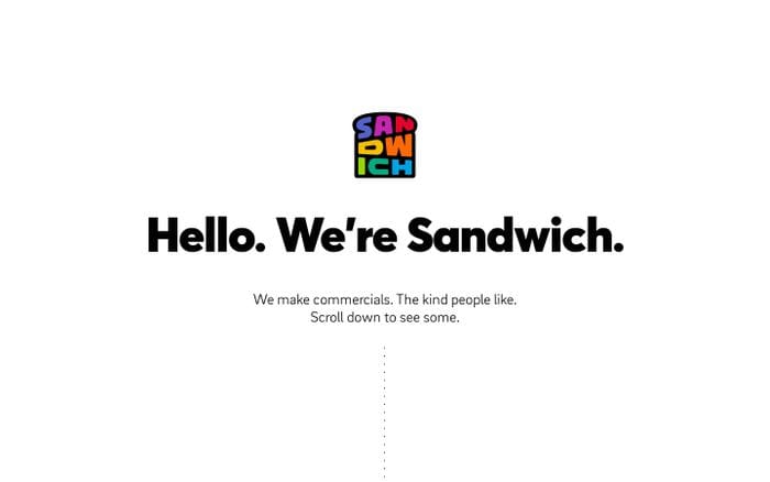 Hello. We're Sandwich. website preview