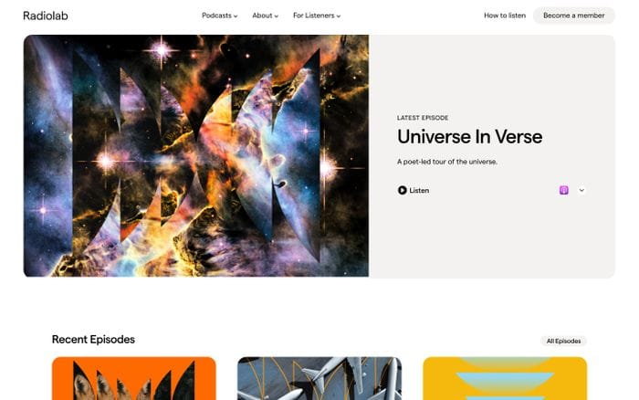 Radiolab website preview